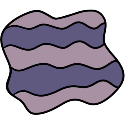 a purple blob with wavy stripes.